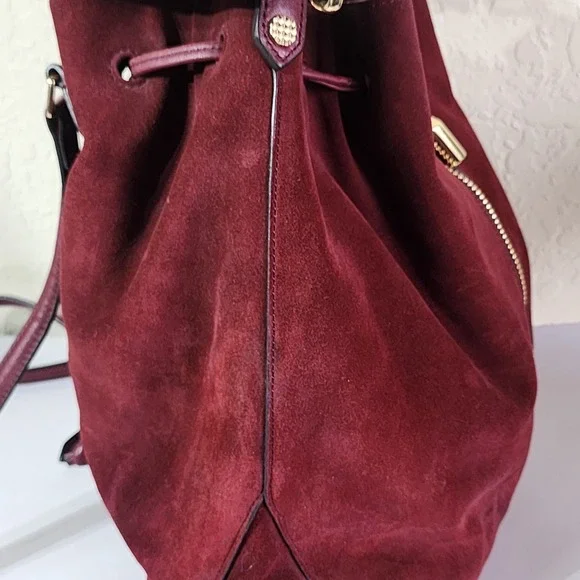 Elizabeth And James Leather Drawstring Backpack Sling Bag Purse Rad Suede